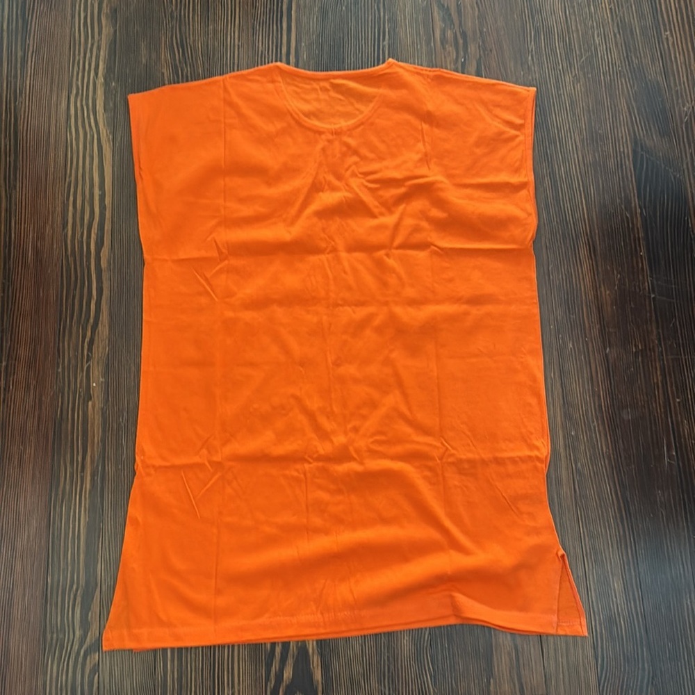 NWOT! Vibrant Orange Graphic Sleeveless Tank Top - Picture 5 of 5